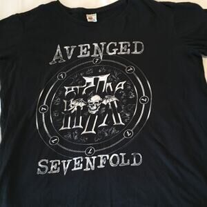 VTG -Black 2010 Avenged Sevenfold XL Tour T-Shirt Bay Island PAPER TAG